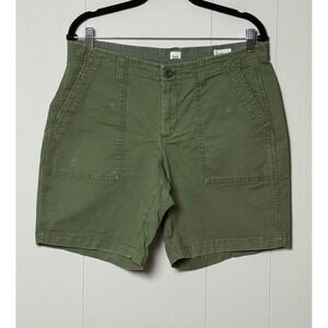 Gap Girlfriend Chino Shorts Olive Green Utility Stretch Cotton Size 8